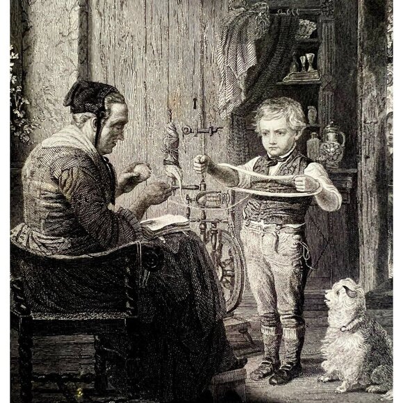 Trial Of Patience Loom Sewing Steel Engraving 1859 Victorian Craft Art DWY5C - Picture 1 of 2